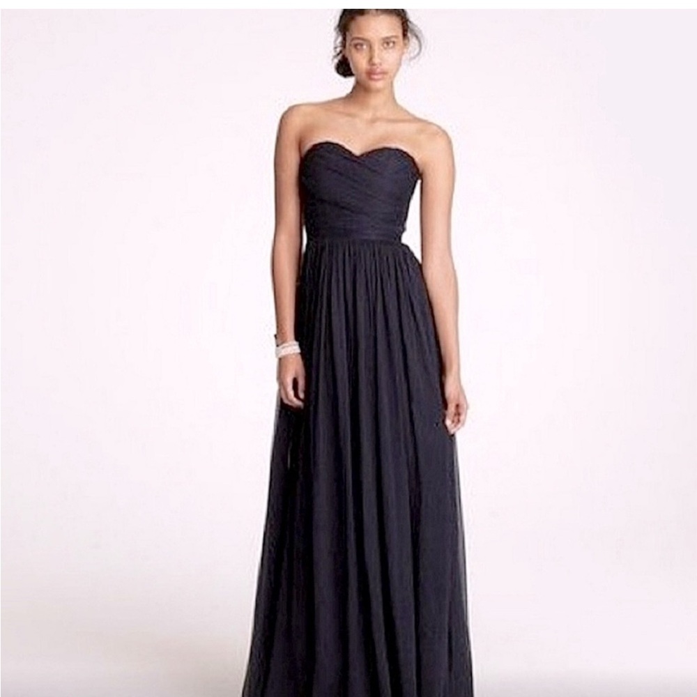 J Crew Arabelle black long dress in silk chiffon NWT